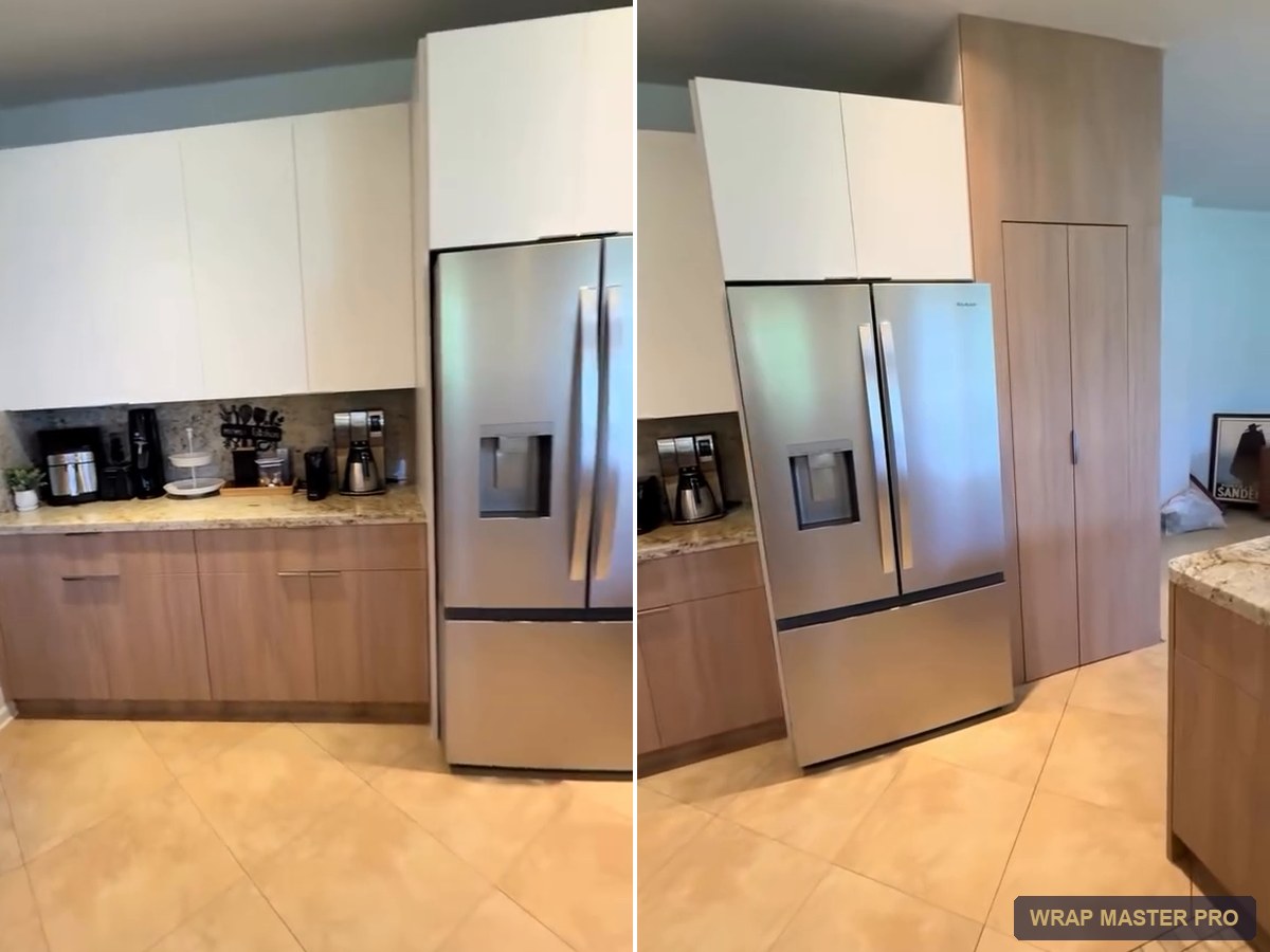 Kitchen with white flat uppers and oak-look lowers over existing granite, South Florida